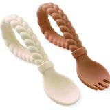 SWEETIE SPOONS™ - SILICONE BABY FORK + SPOON  SET Multiple Colors