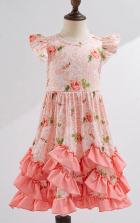 Paisley Peach Rose Maxi Dress