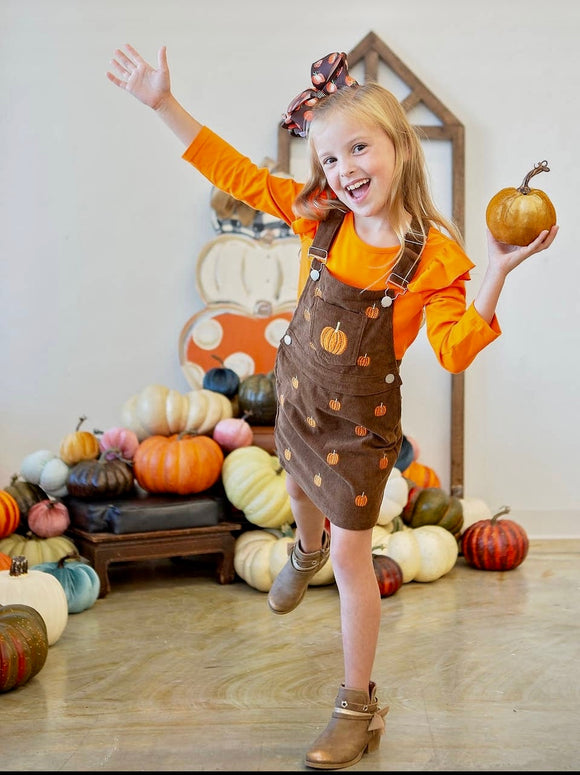 Pumpkin Overall Dress Set