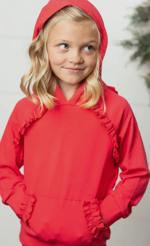 Red Ruffle Hoodie