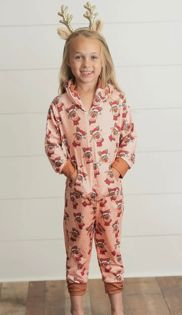 Reindeer hooded onesie lounger