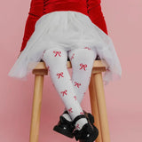 Red Bow Knit Tights