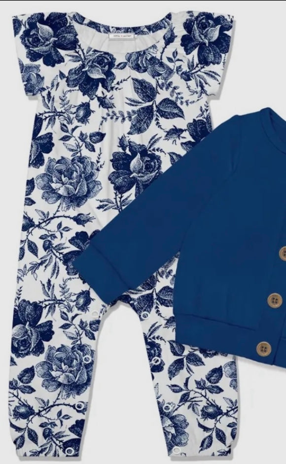 Navy Toile Playsuit