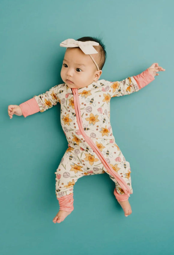 Floral Bee Bamboo Romper