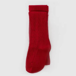 Little Stocking Company cable knit tights - bright red