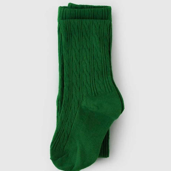 Little Stocking Co Cable Knit Tights - Noble green