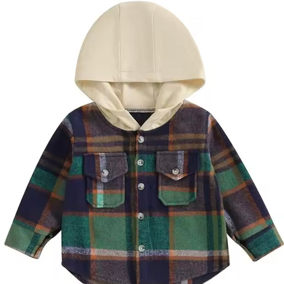 Blue Green Flannel Hoodie
