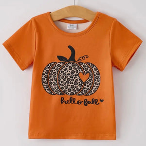 Hello Fall leopard pumpkin shirt