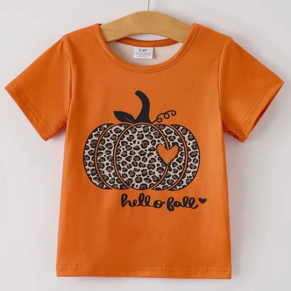 Hello Fall leopard pumpkin shirt