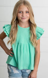 Ribbed Flutter Sleeve Top