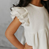 Ribbed Flutter Sleeve Top