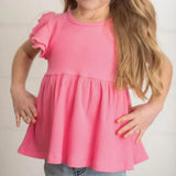 Ribbed Flutter Sleeve Top