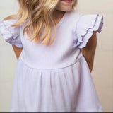 Ribbed Flutter Sleeve Top