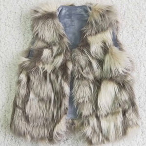 Plush light faux fur vest