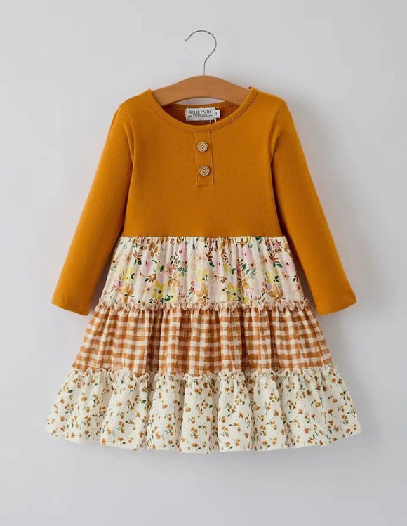 Patchwork Floral & Plaid Dress