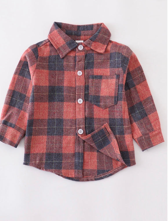 Rusty Plaid Button Up Flannel Shirt
