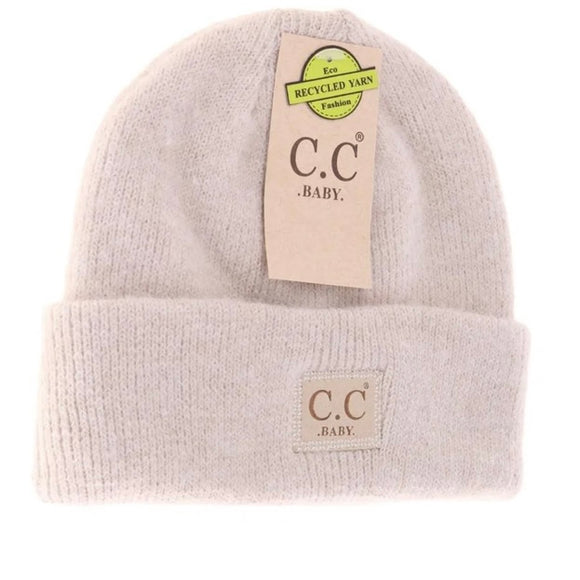 CC Baby Beanie Soft Ribbed Leather Patch