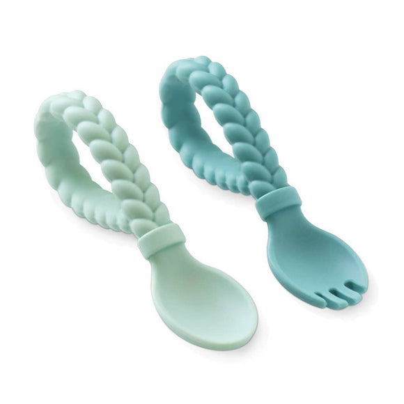 SWEETIE SPOONS™ - SILICONE BABY FORK + SPOON  SET Multiple Colors