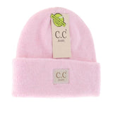 CC Baby Beanie Soft Ribbed Leather Patch